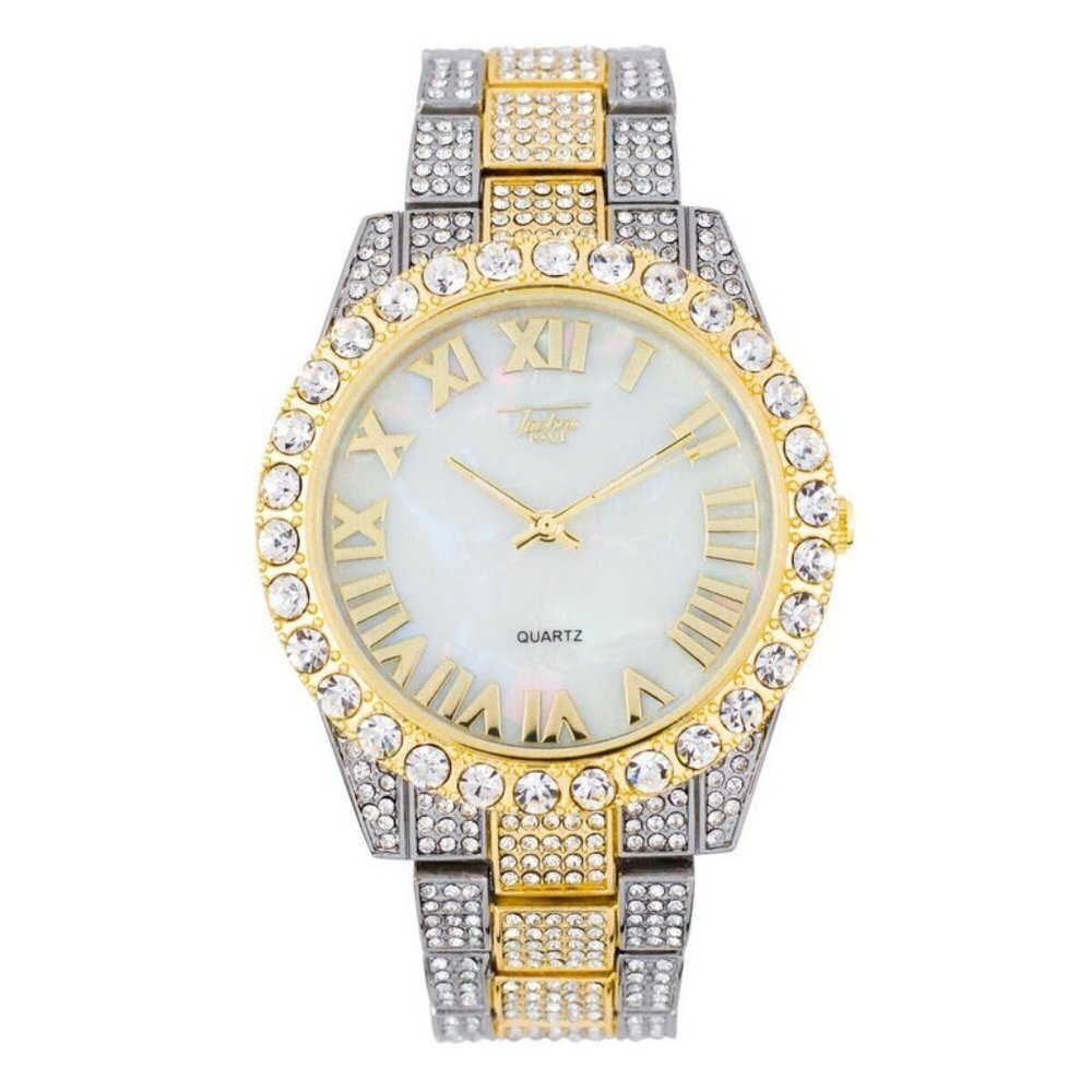 Iced Out Two Tone White Face CZ Watch | Hip Hop